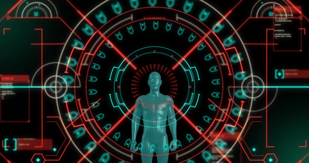 Futuristic Digital Interface Scanning Human Body Data