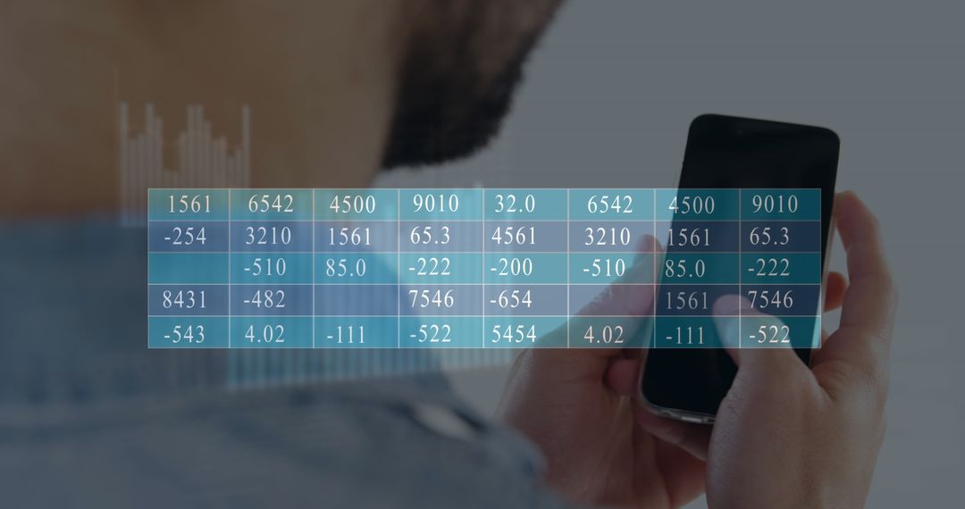 Man Analyzing Financial Data on Smartphone Screen