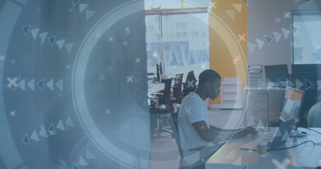 Tech-Inspired Businessman Working in High-Tech Office