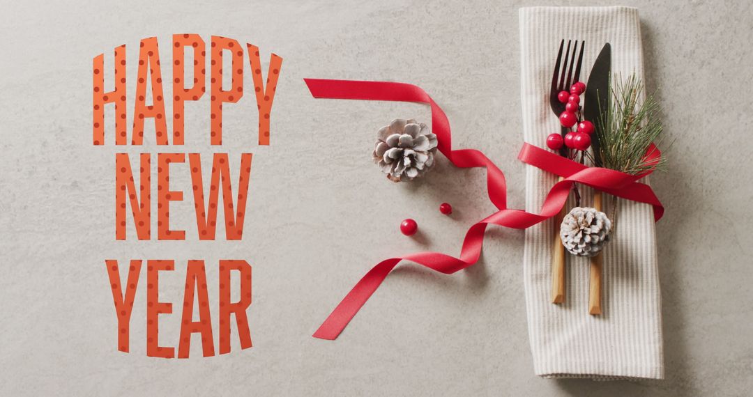 Festive New Year Tableware Display with Holiday Decorations