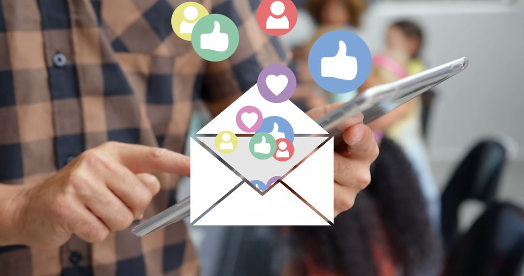 Social Media Icons Emerge from Digital Envelope Mail Concept