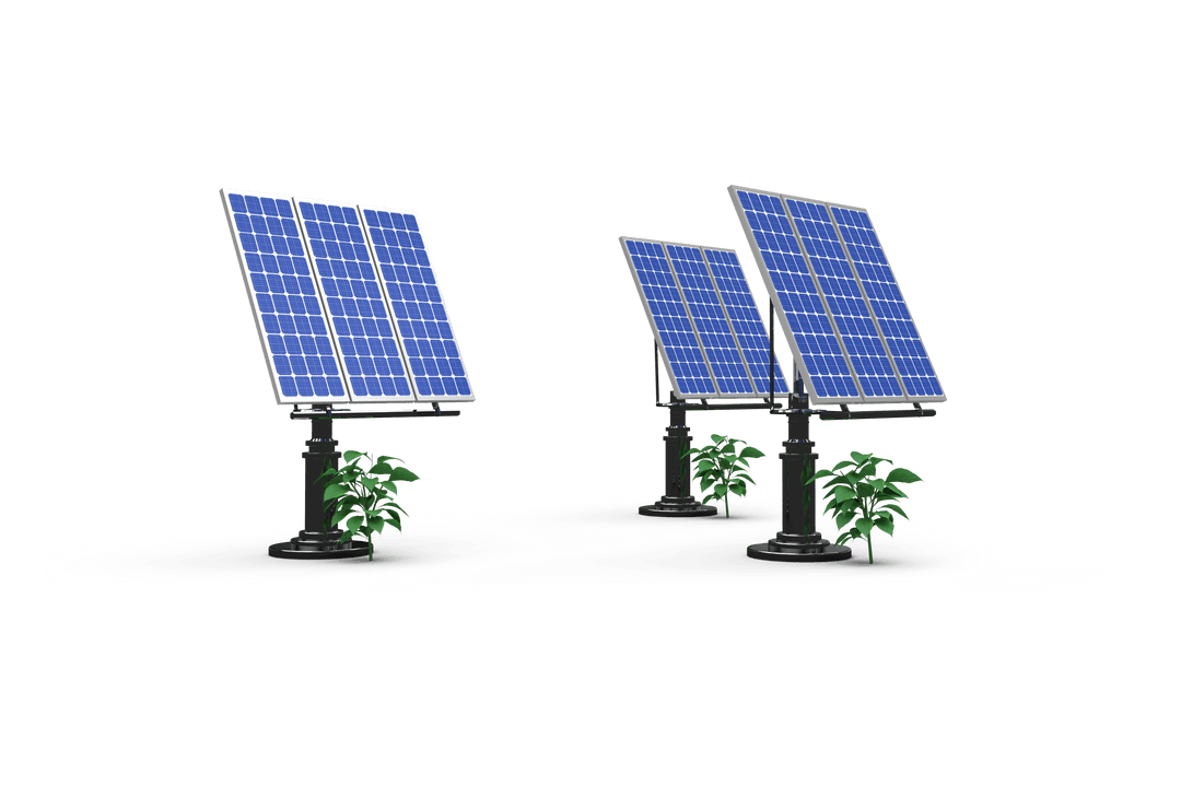 Transparent Solar Panels with Green Plants Illustration