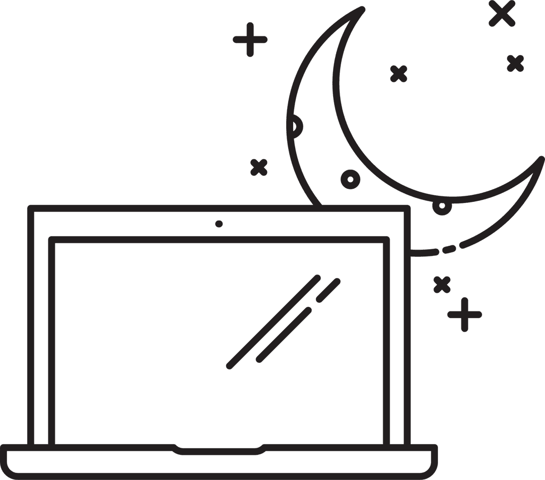 Transparent Vector Laptop with Moon Icon Illustration