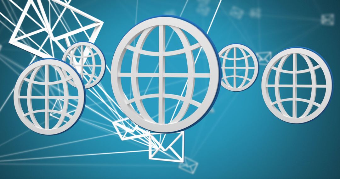 Global Communication Network with Floating Web Icons