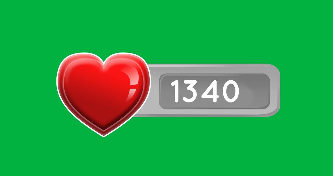 Heart Icon Representing 1340 Likes on Green Background
