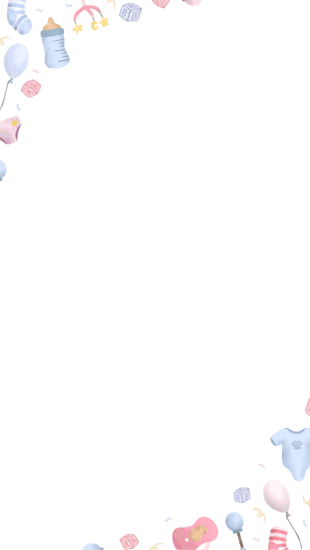 Pastel Baby Items in Playful Decor on Transparent Backdrop