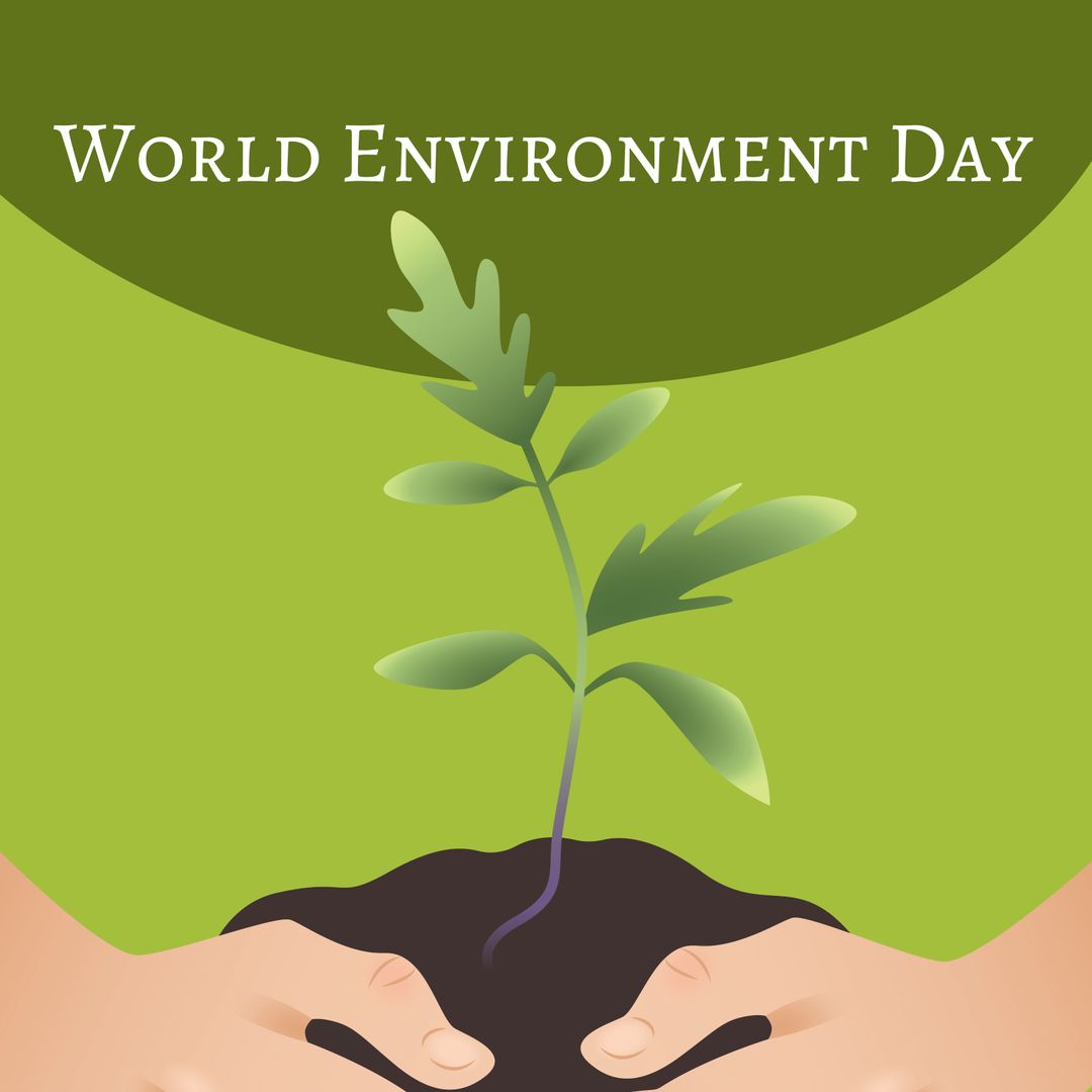 World Environment Day Illustration with Sapling and Hands