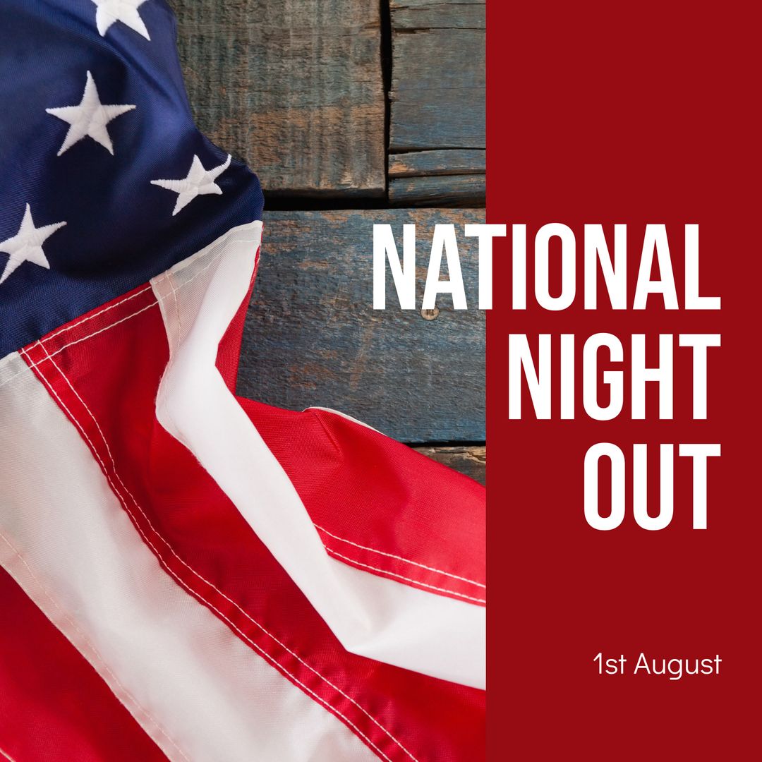 National Night Out Celebration with American Flag on Wooden Background - Download Free Stock Templates Pikwizard.com