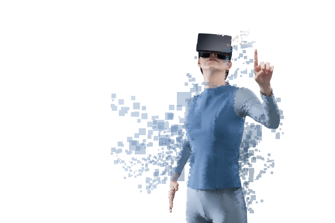 Transparent VR Headset Illustration with Caucasian Woman