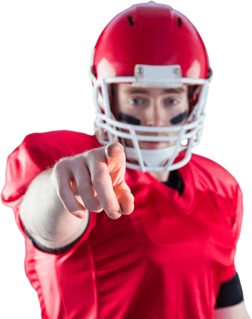 American Football Player Featuring Transparent Helmet Pointing Forward