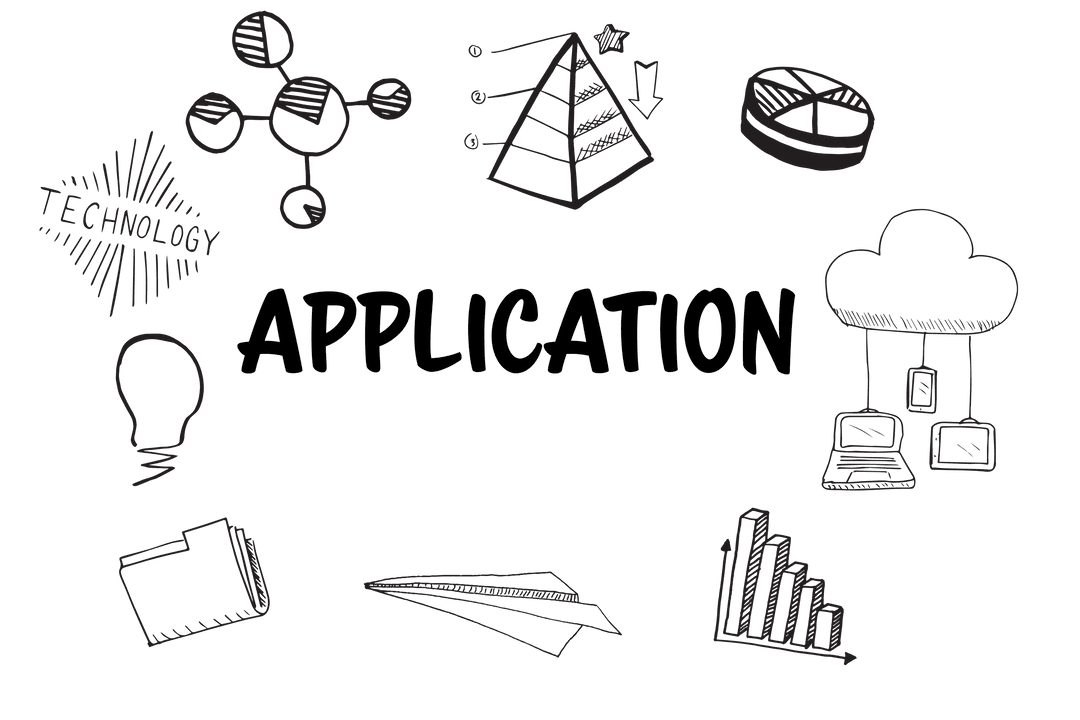 Transparent Digital Business Icons and Charts Illustration