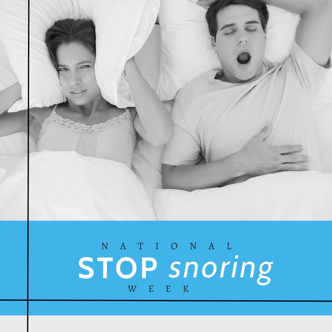 Couple in Bed Highlighting National Stop Snoring Week Awareness - Download Free Stock Templates Pikwizard.com