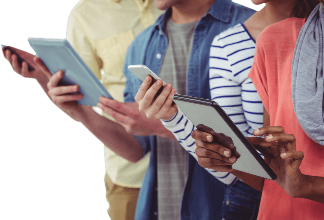 transparent team collaborating with tablet and smartphone devices - Download Free Stock Images Pikwizard.com