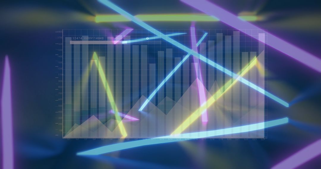 Holographic Financial Charts with Neon Light Effects