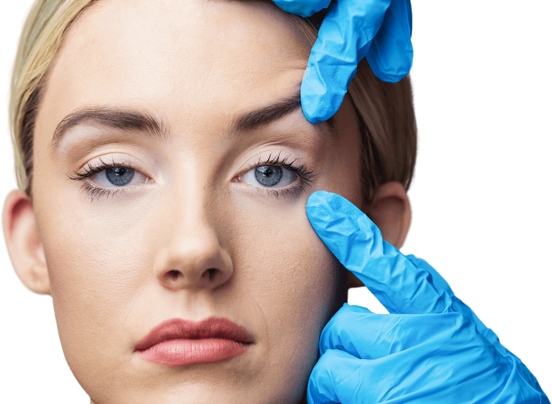Cosmetic Doctor Examining Skin Before Botox Injection, Transparent Background