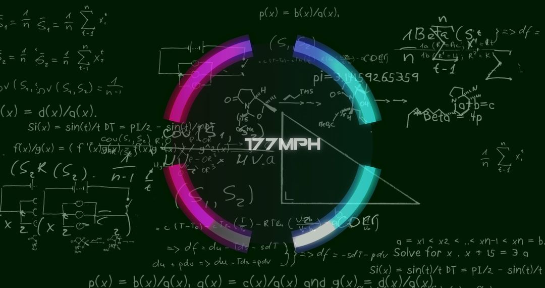 Innovative Speedometer Overlay on Complex Equations Background