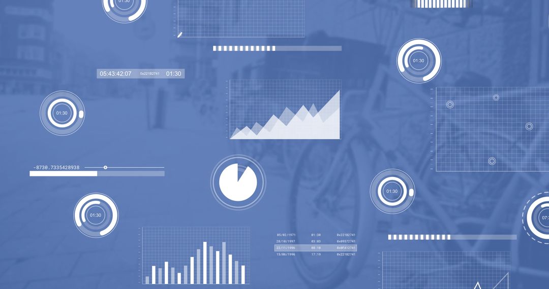 Digital Data Interface on Urban Street Background