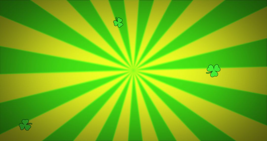 Green Shamrocks on Radiant Yellow and Green Stripe Background