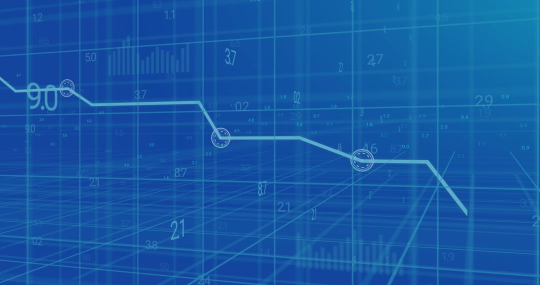 Digital Financial Data Visualization with Blue Background