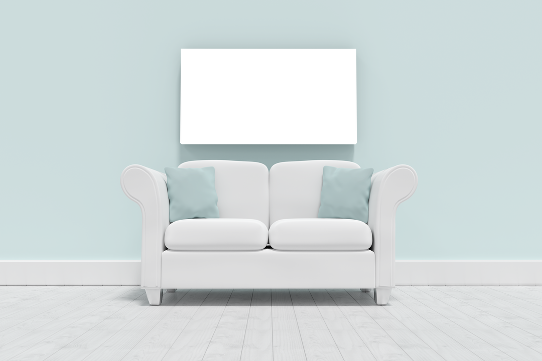 Contemporary Interior with Blank Transparent Picture Frame Above Sofa - Download Free Stock Images Pikwizard.com