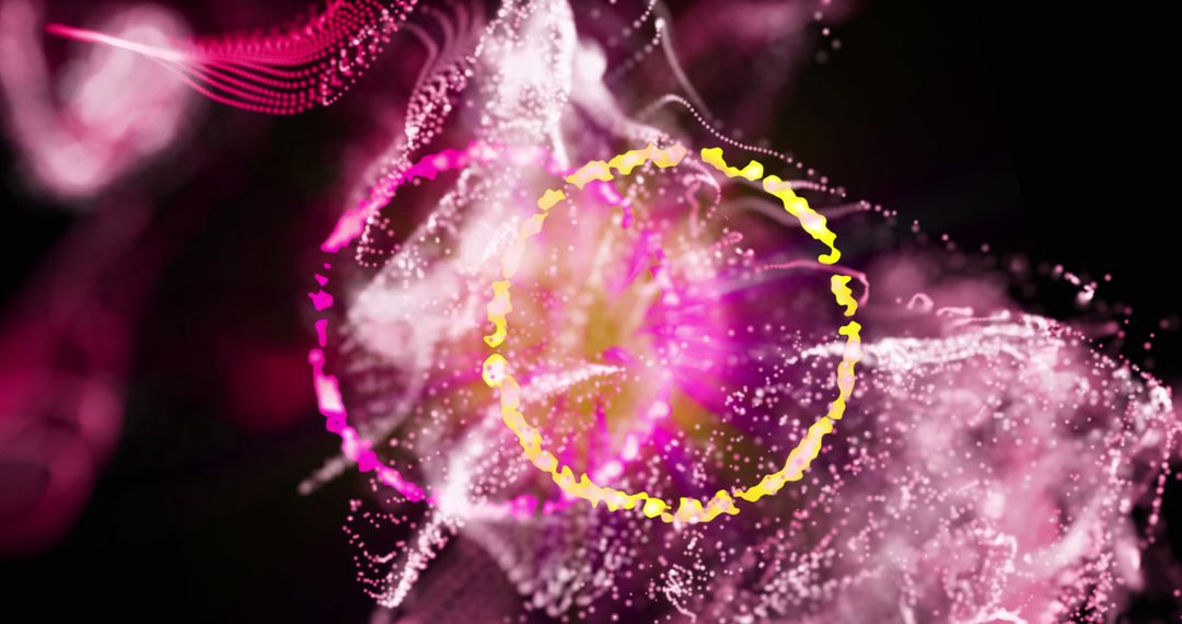 Abstract Glowing Shapes With Pink and Yellow Light