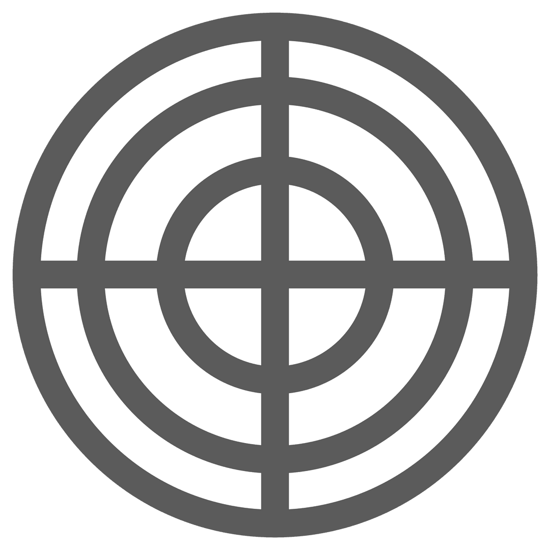Gray and White Target Symbol on Transparent Background