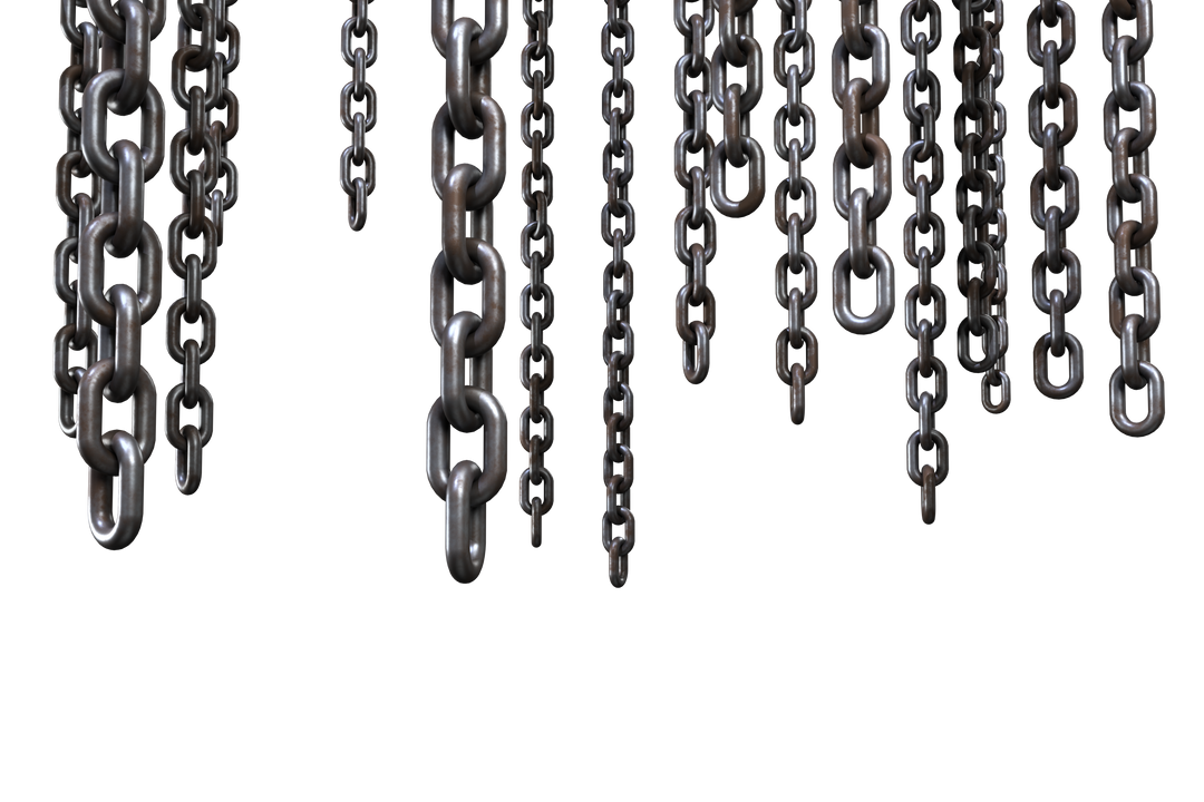 Transparent 3D Metallic Chains Hanging in Rows - Download Free Stock Images Pikwizard.com