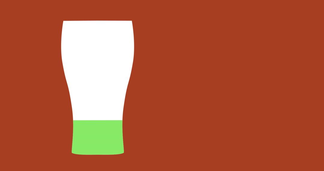 Abstract Minimalist Pint Glass with Green Drink on Red Background