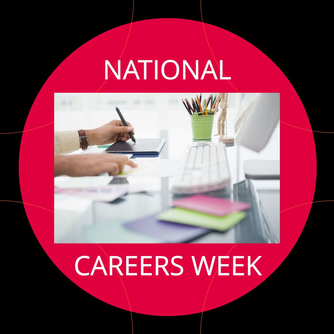 National Careers Week Graphic Design Concept with Male Hand Using Tablet - Download Free Stock Templates Pikwizard.com