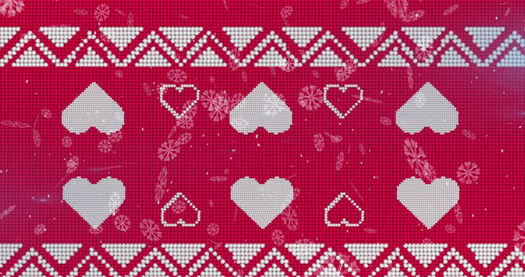 Festive Red and White Christmas Knit Pattern with Snowflakes