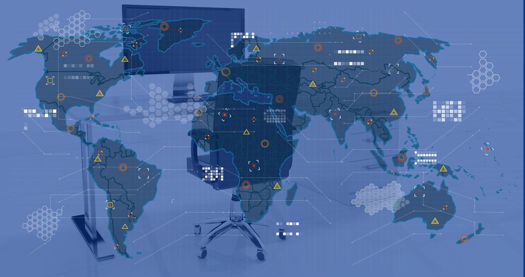 Global Data Processing with Office Computer Background