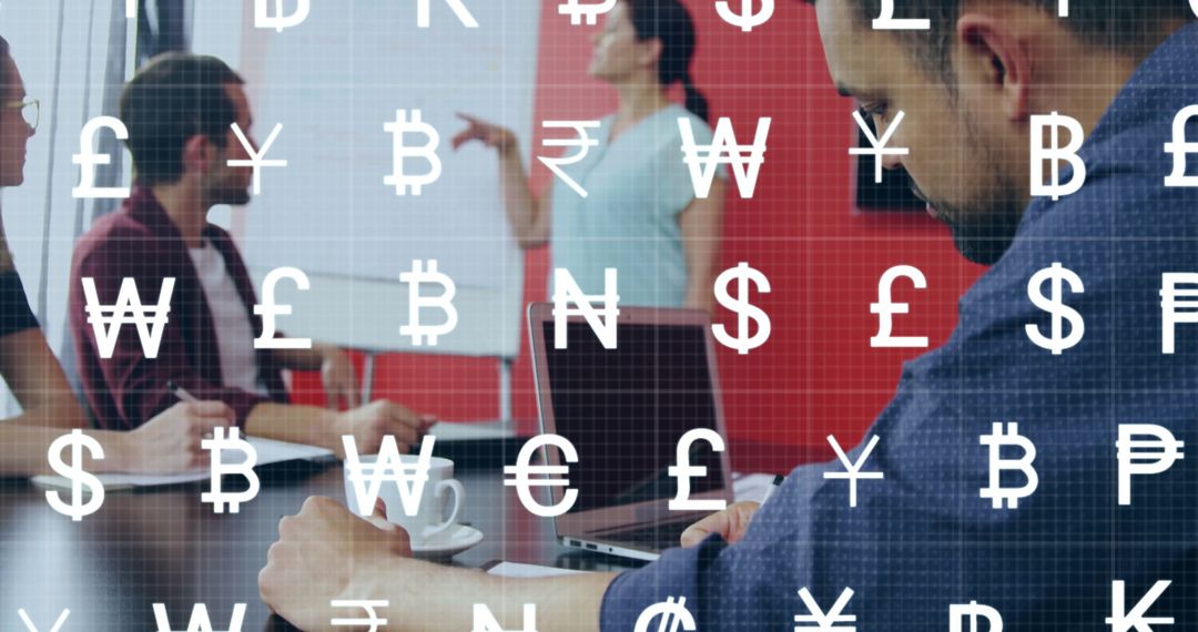 Global Currency Overlay on Business Meeting Concept