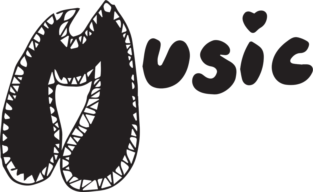 Illustrative Music Text Logo on Transparent Background