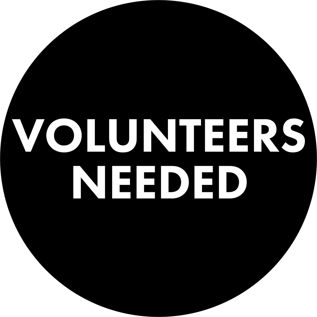 Volunteers Needed Text on Transparent Background for Support