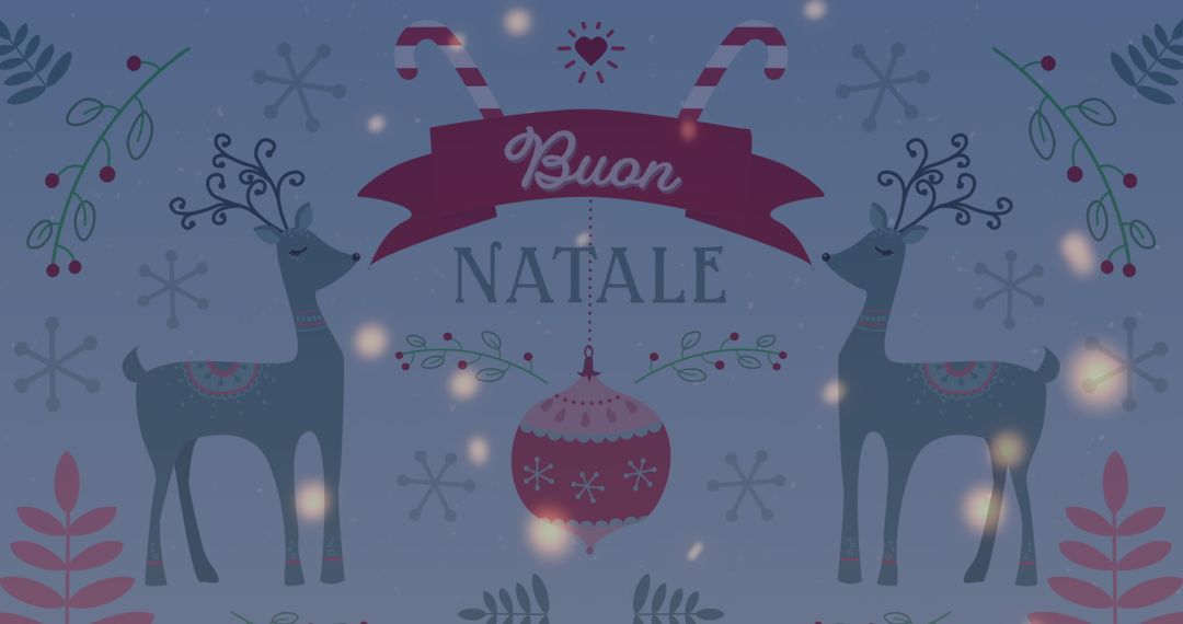 Festive Buon Natale Card with Reindeer and Candy Canes