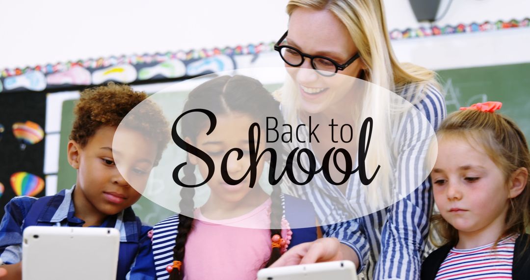 Teacher Engaging with Diverse Students on First Day Back to School