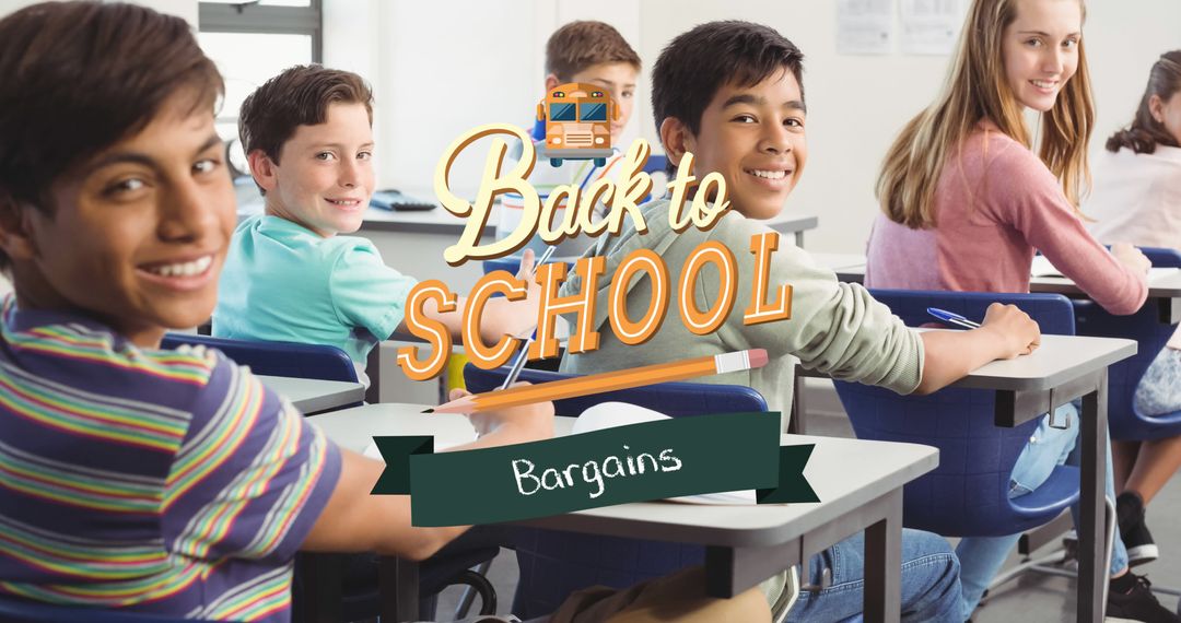 Back to School Concept with Happy Students in Classroom