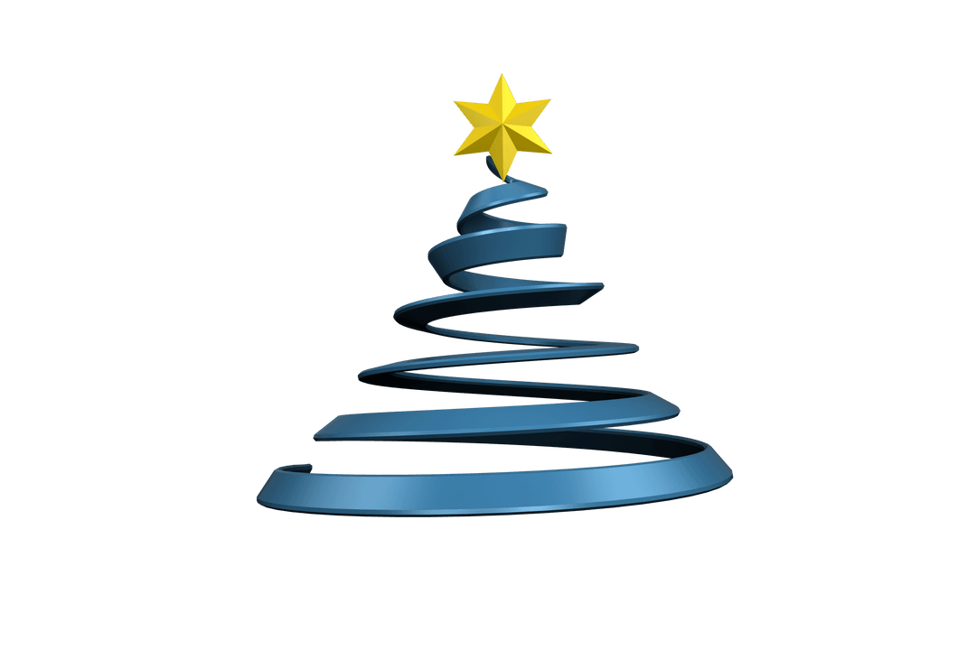 Stylish Blue Ribbon Christmas Tree Vector Transparent Background