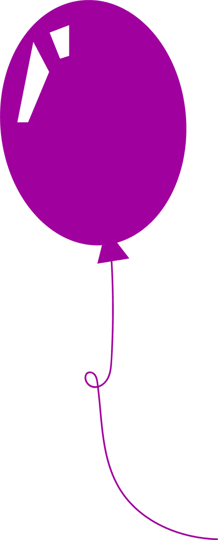 Purple Balloon with Knotted Cord on Transparent Background