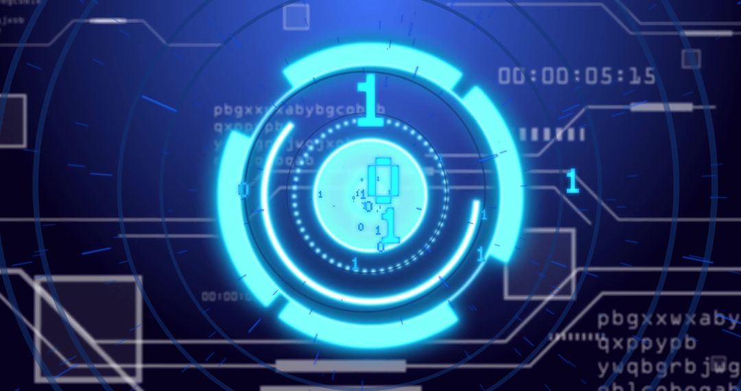 Futuristic Blue HUD Interface Display with Digital Elements