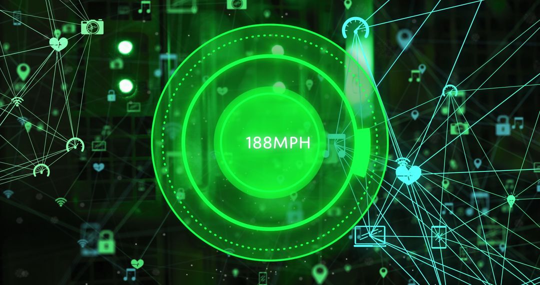 Digital Futuristic Network with Speed Metrics and Cloud Computing Theme