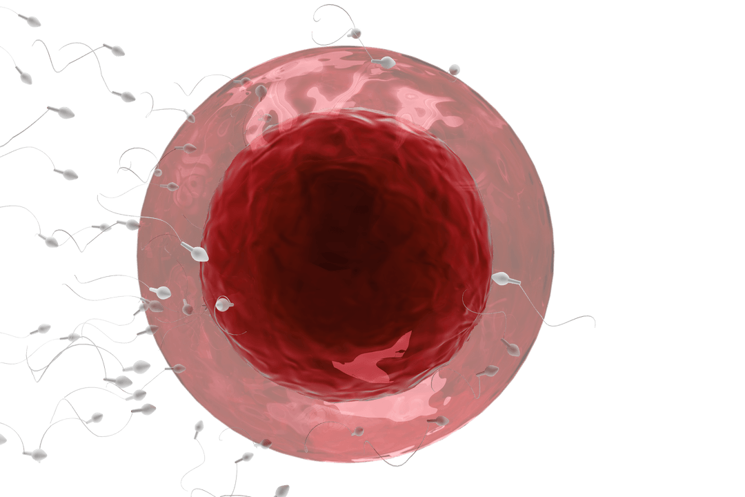 Transparent Illustration of Sperm Approaching Ovum