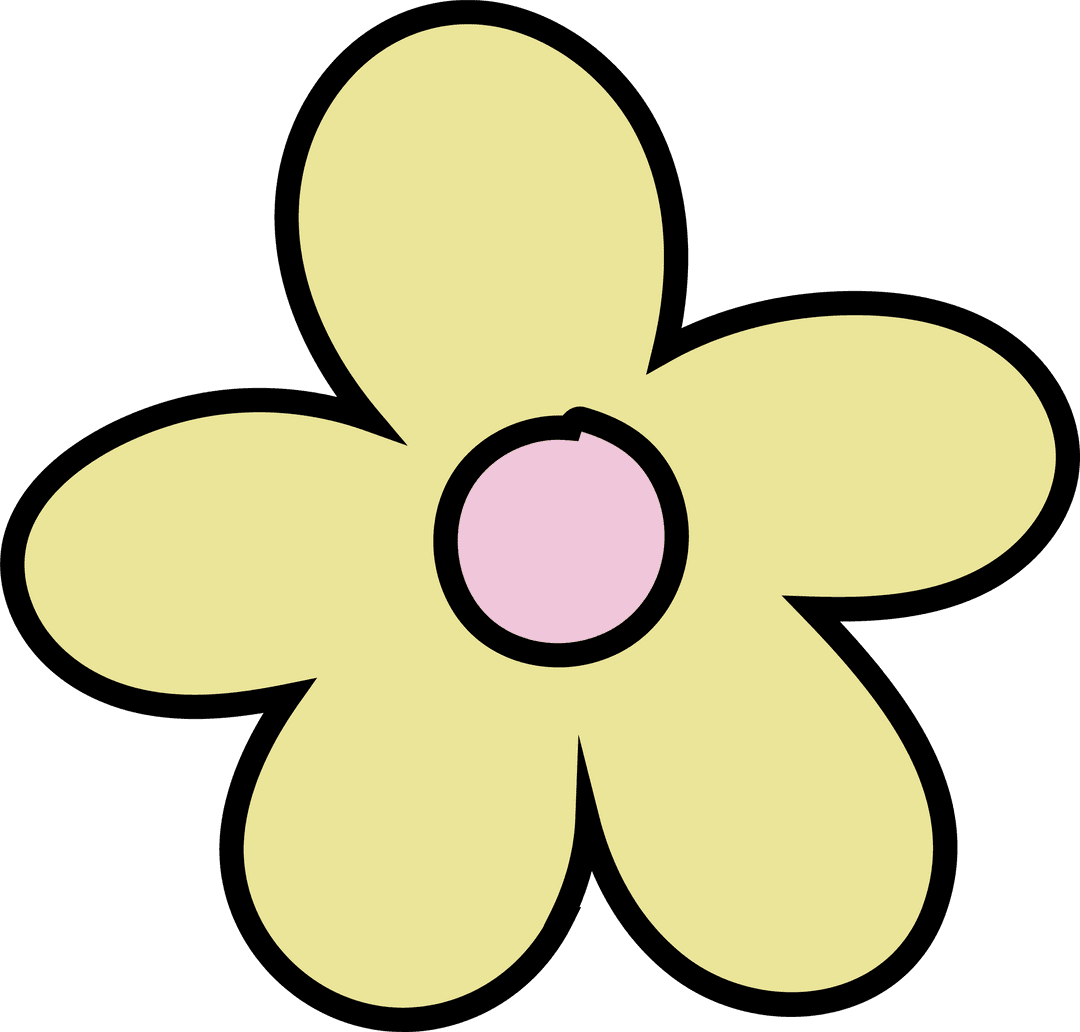 Pastel Yellow Flower Illustration on Transparent Background