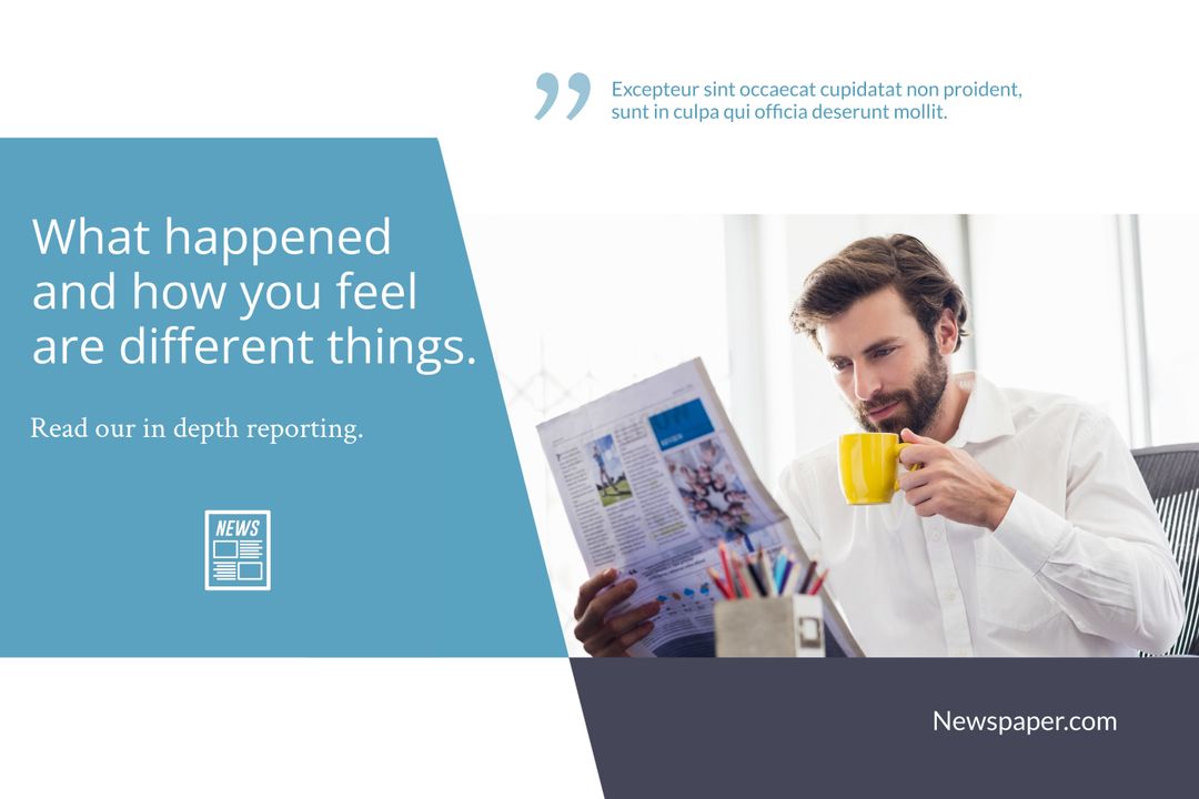 Man Reading Newspaper Reflecting Thoughtful Journalism and Insight