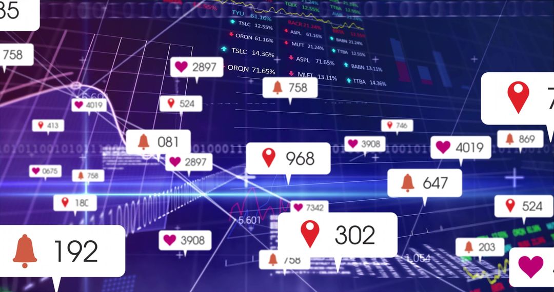 Futuristic Digital Network with Analytics Alerts and Notifications