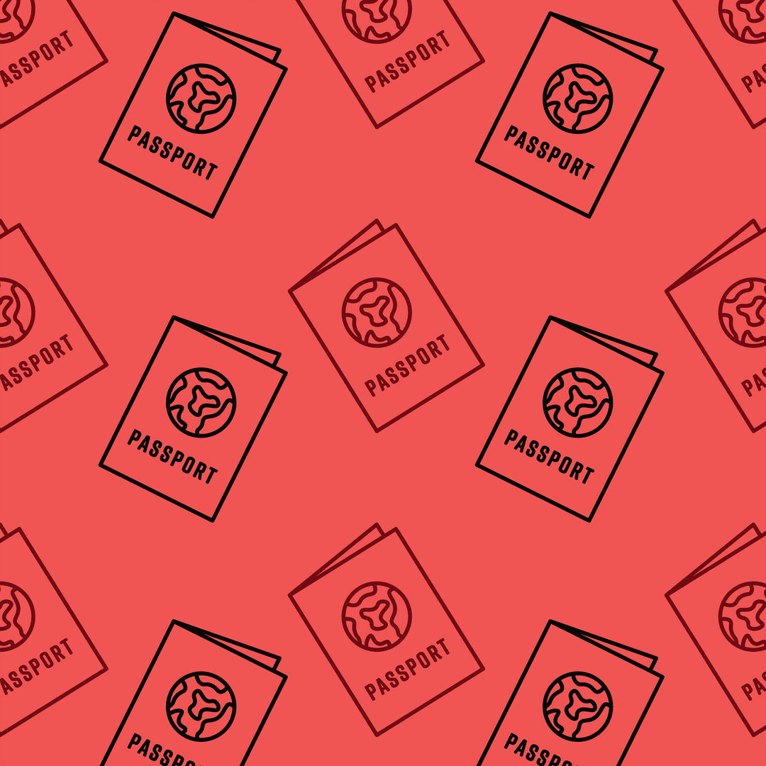 Red Passport Icon Pattern on Transparent Background