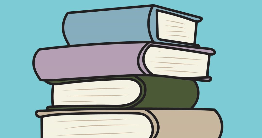 Stack of Colorful Books on Blue Background Illustration