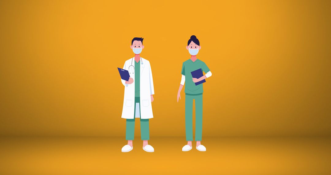 Healthcare Professionals Wearing Masks and Practicing Social Distancing