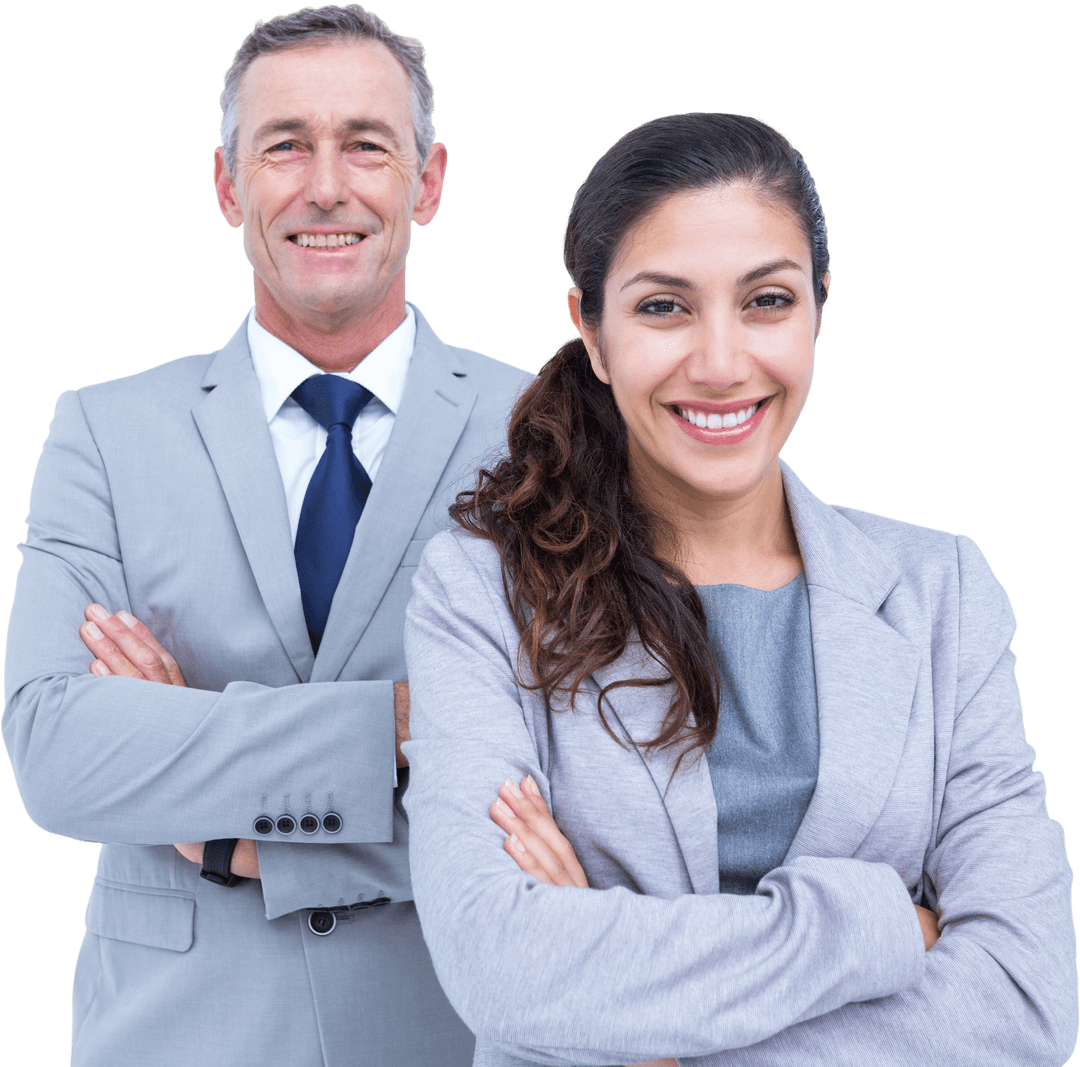 Confident Business Team Standing Proud Against Transparent Background