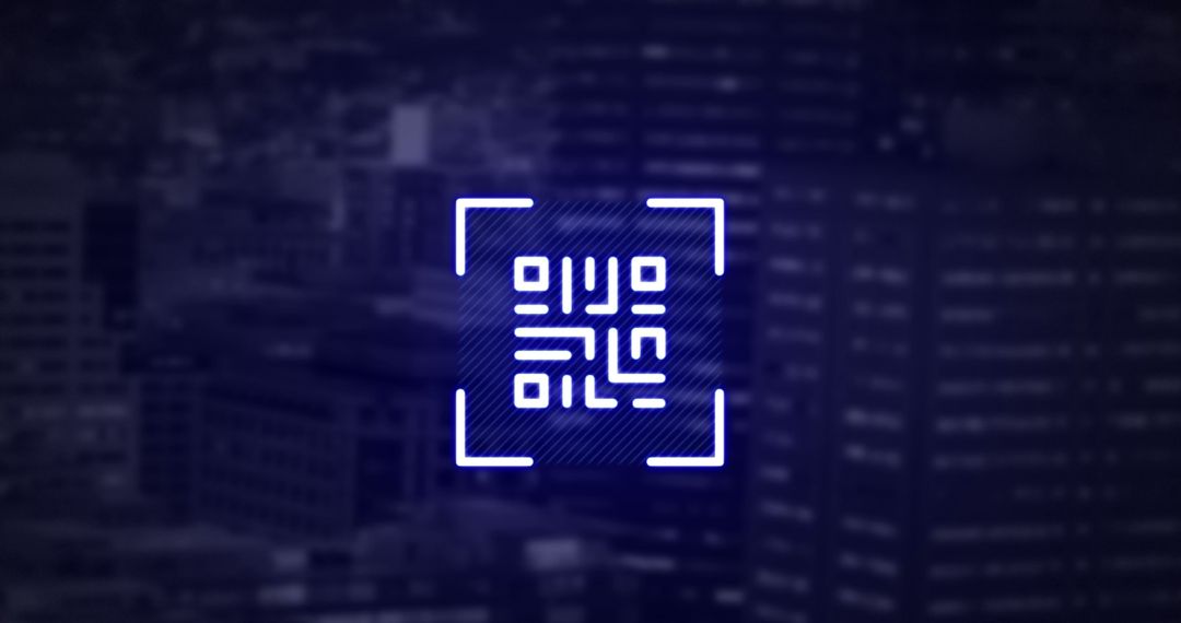 Digital QR Code Overlooking Modern Cityscape